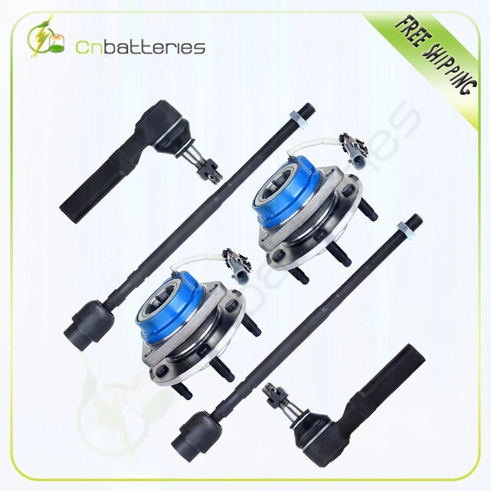 Set of 2 Front Wheel Hub & Bearing Assembly + 2 Outer 2 Inner Tie Rod for Buick Century