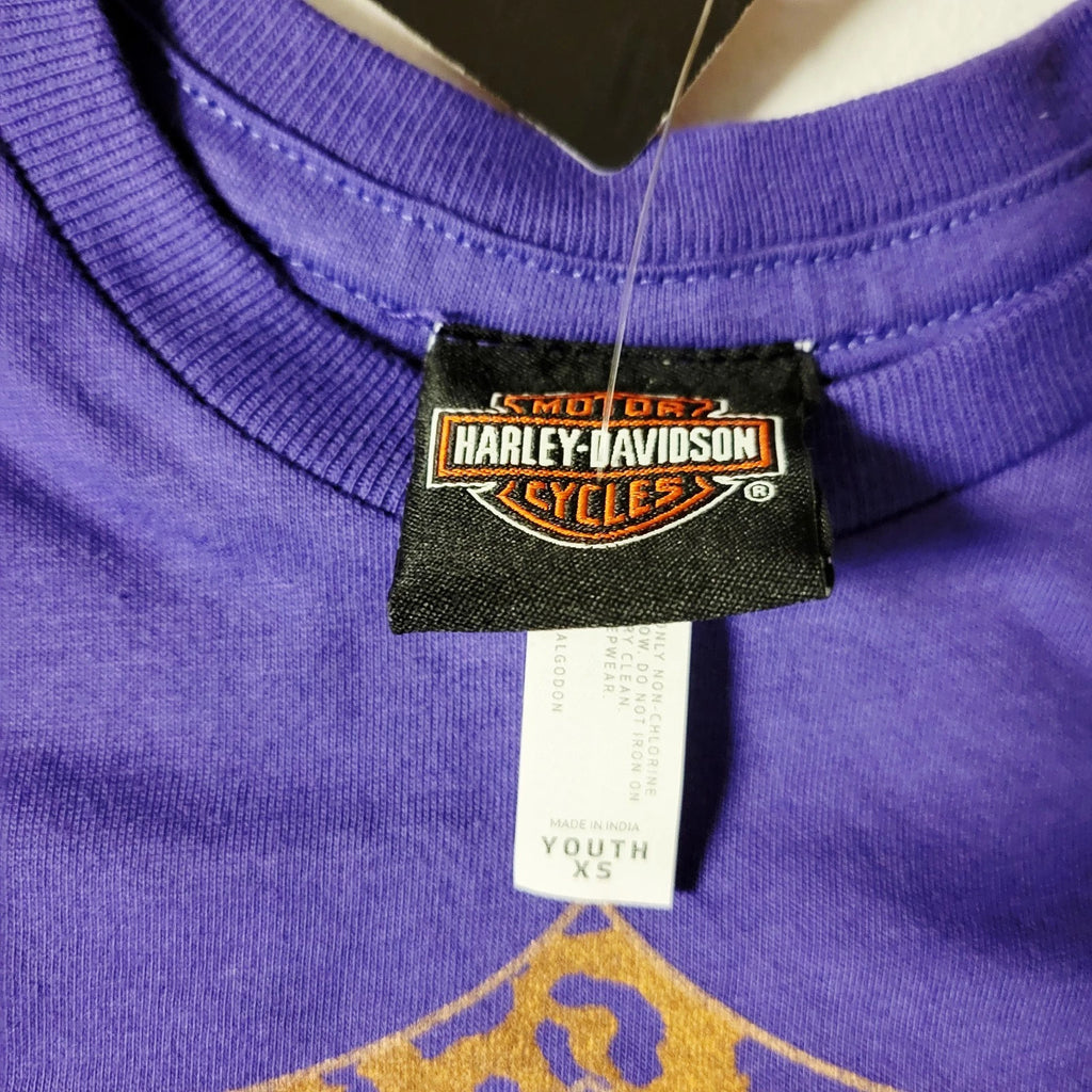 Cheeta Print Short Sleeve Crew Neck T-Shirt for Harley Davidson (XS)