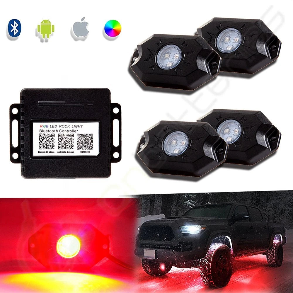 4 Pods RGB LED Rock Light for Universal Applications (Bluetooth Control)