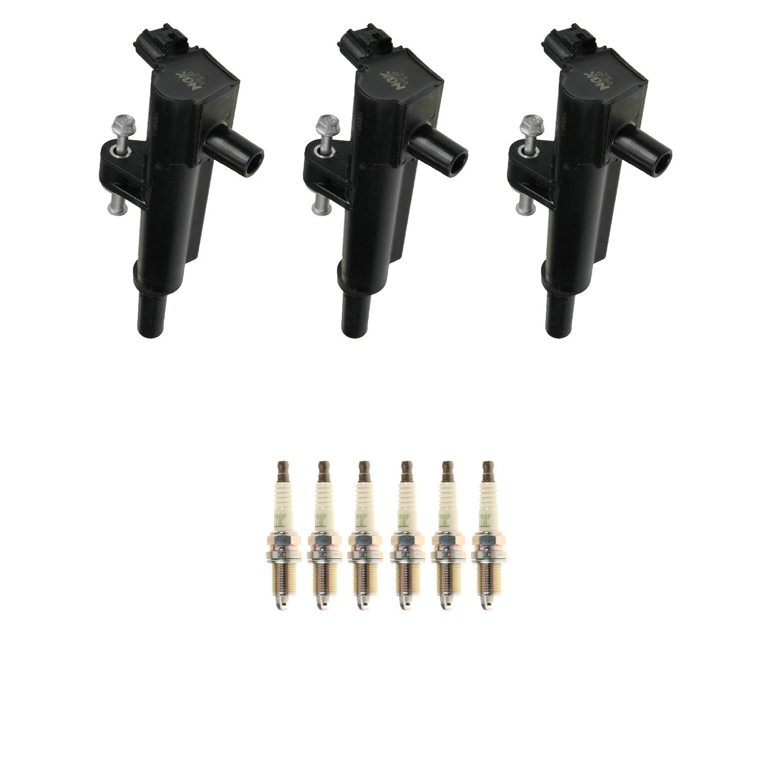 Set of 3 NGK Ignition Coils & 6 Nickel Spark Plugs for Dakota Ram 1500 (2002–2006)