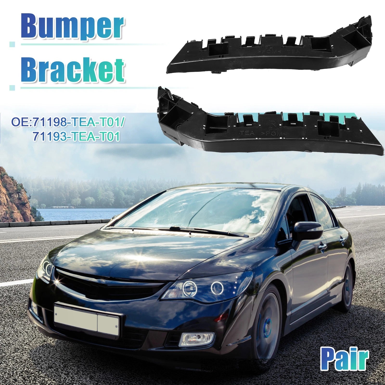 Set of 2 Front Bumper Brackets NO.71198-TEA-T01 for Honda Civic (2017–2021)