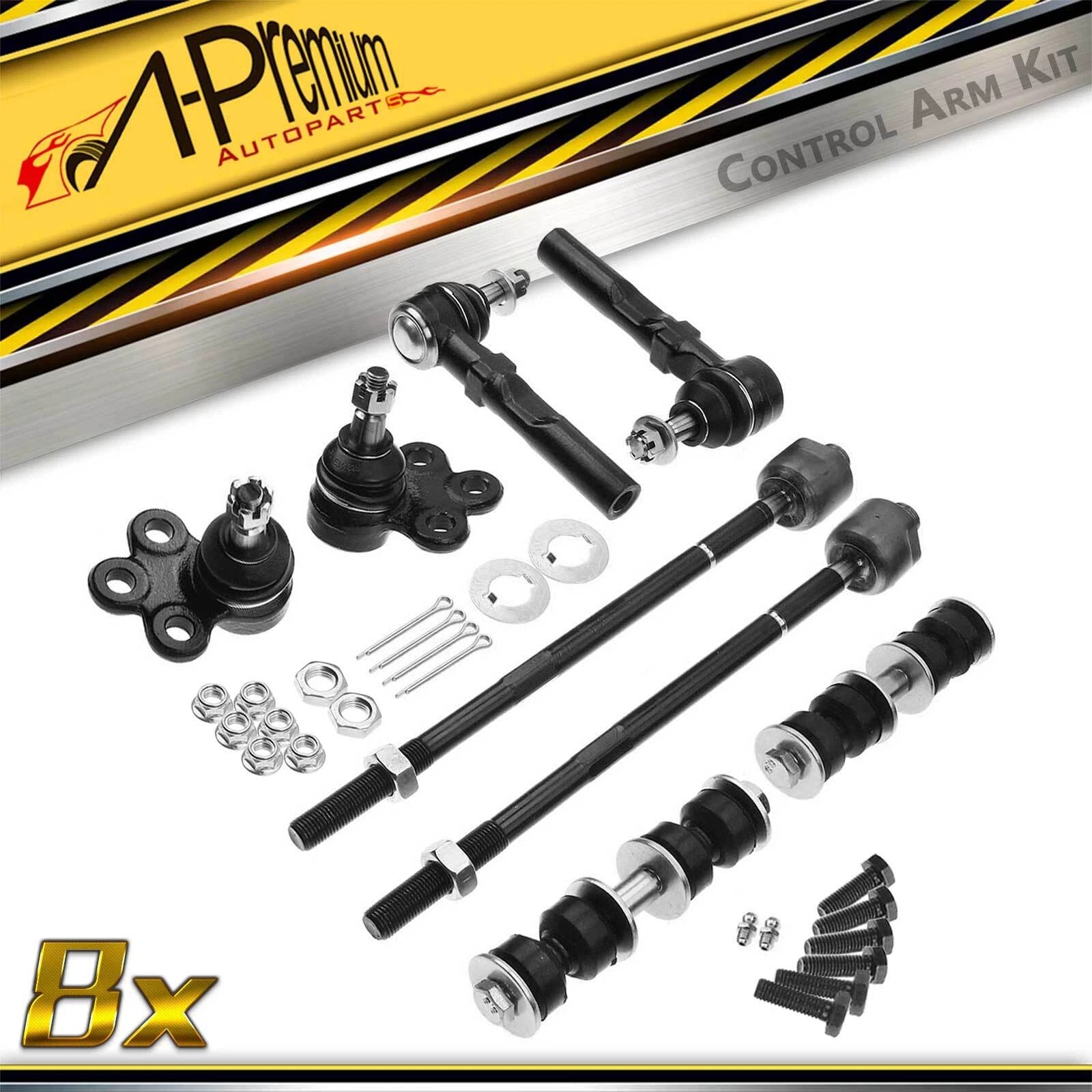 8x Front Inner & Outer Tie Rod End & Sway Bar Link for Chevy Pontiac 