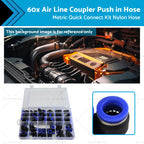 60pcs Pneumatic Push in Air Line Hose Joiner Fitting Assortment