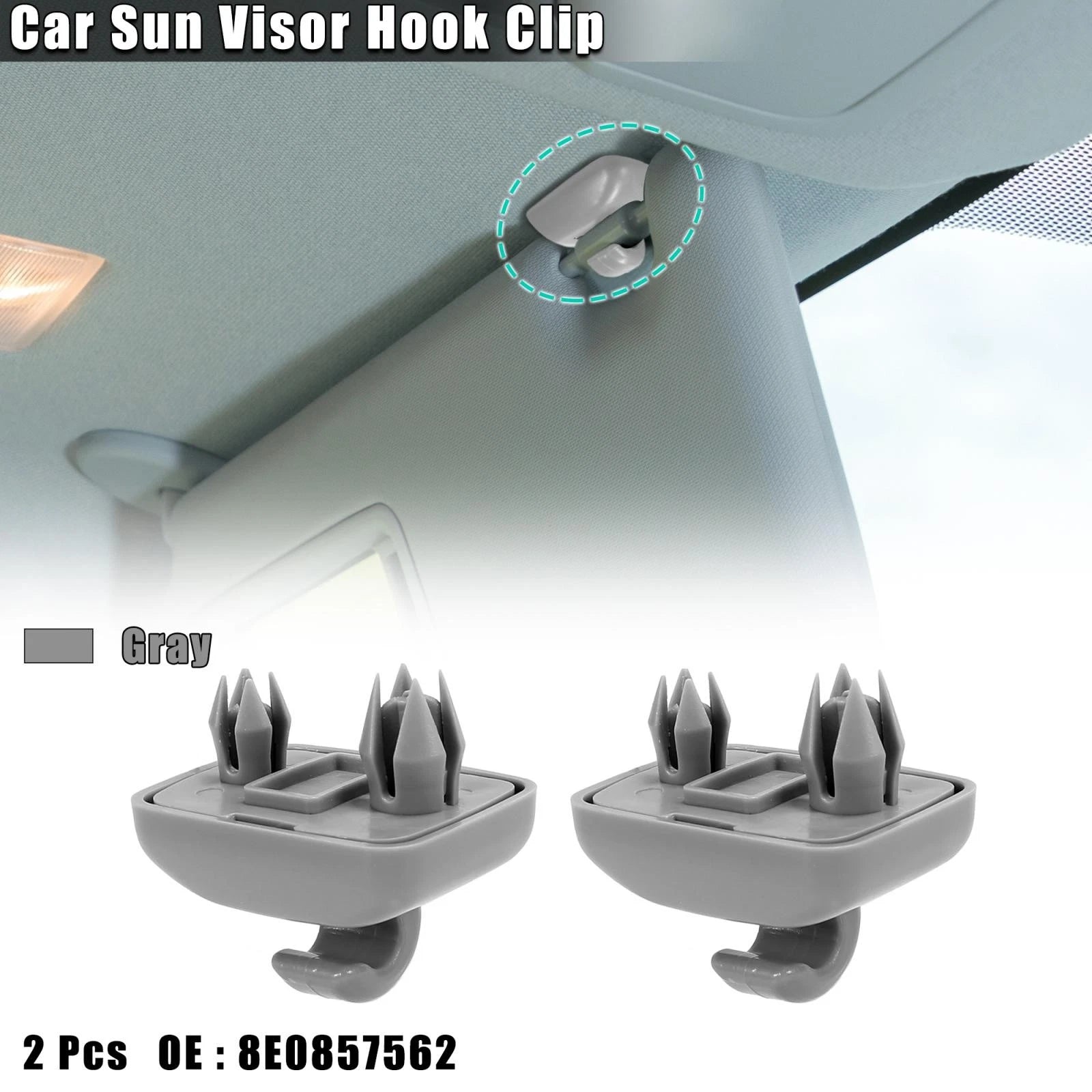 2X Sun Visor Hook Clip Retainer 8U0857562 for Audi A1 A3 A4 A5 Q3 Q5 (2010–2020)