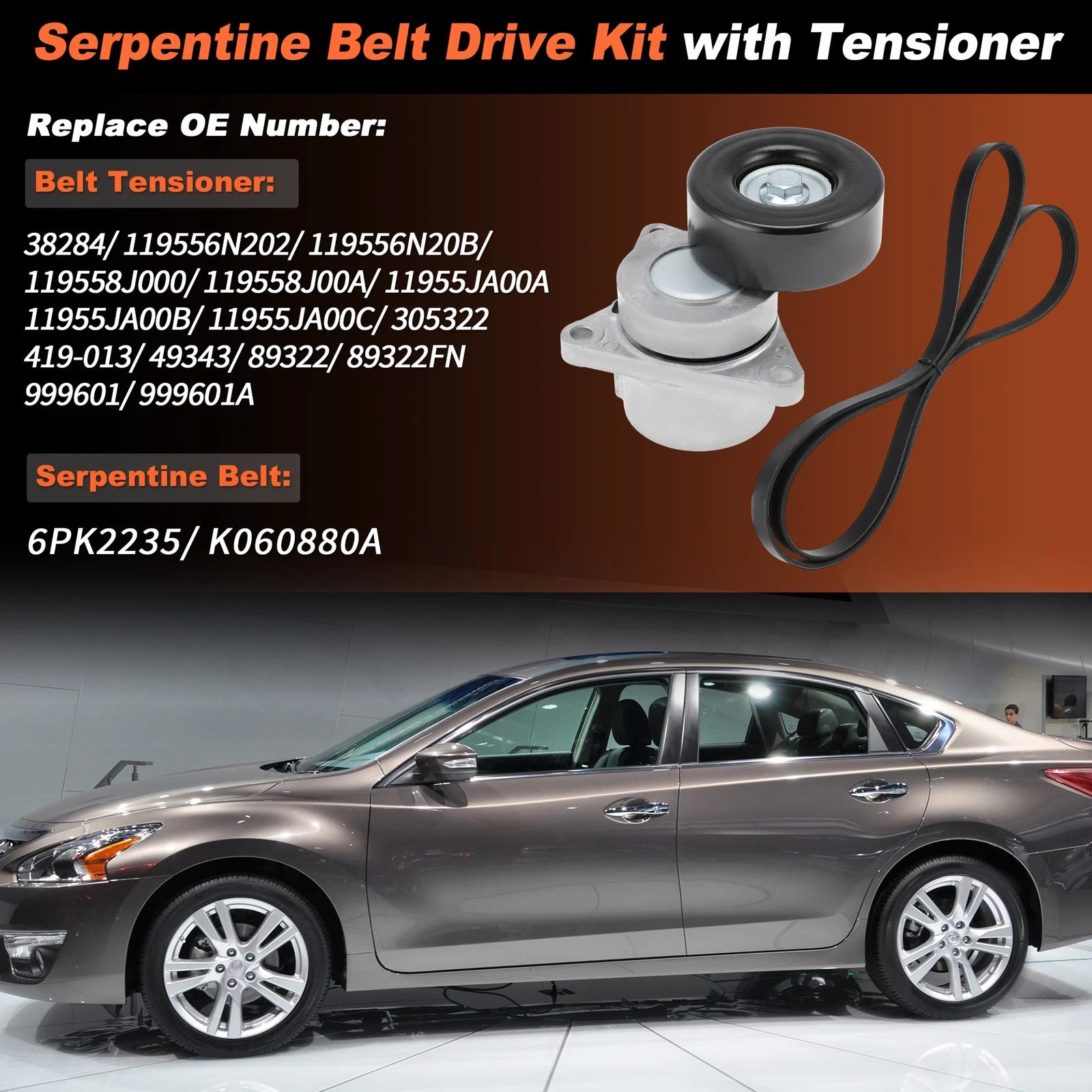 Drive Belt Tensioner Kit 90K-38284B for Nissan Altima (2007–2013) 2.5L