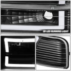 C-Shape LED DRL Headlights + Bumper Lamps for Silverado Suburban Tahoe (1999–2006)