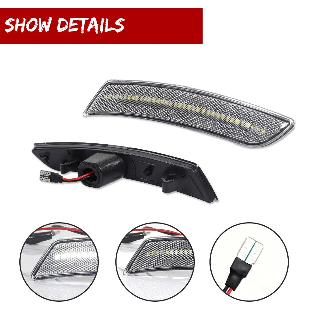4X Clear White LED Side Marker Lights for Chevy Camaro (2016–2023)