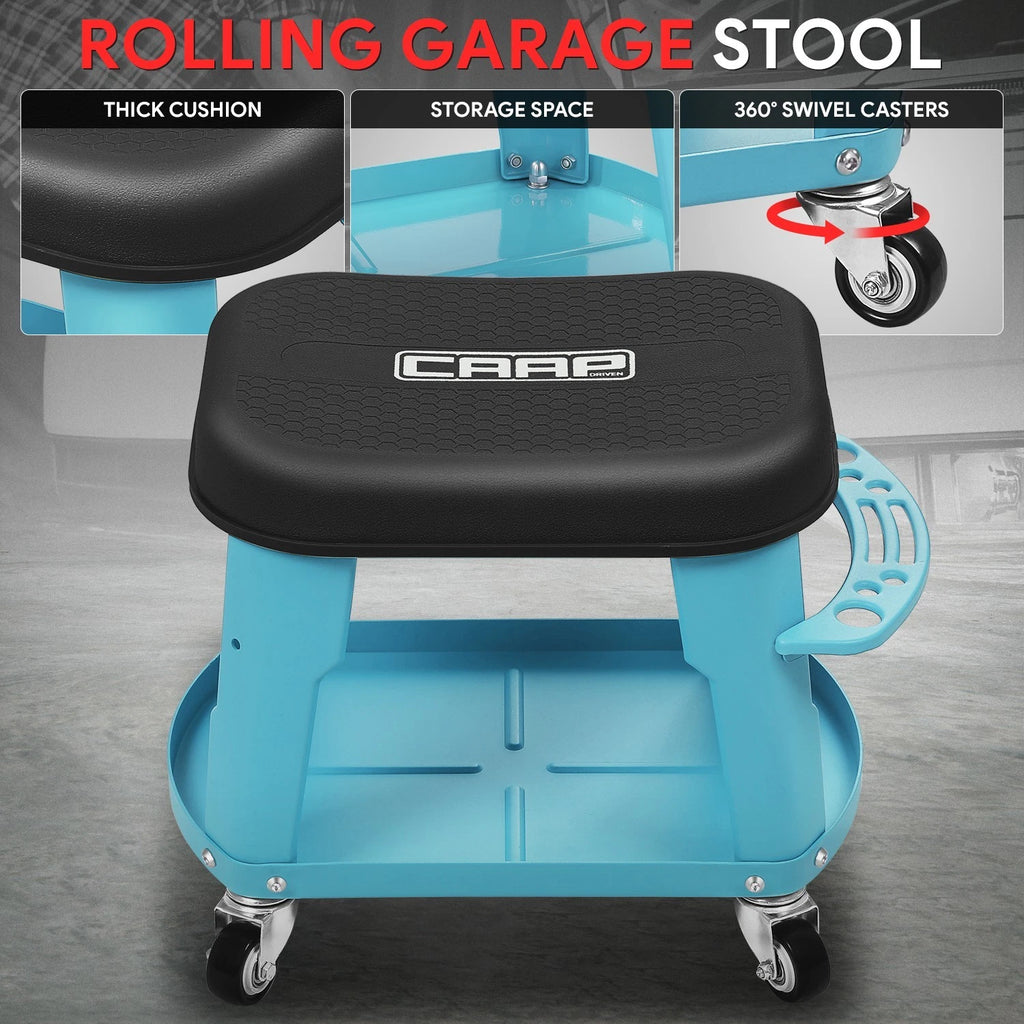Rolling Car Stool for Mechanic Garage (16.14" x 10.62", 300lbs Capacity)