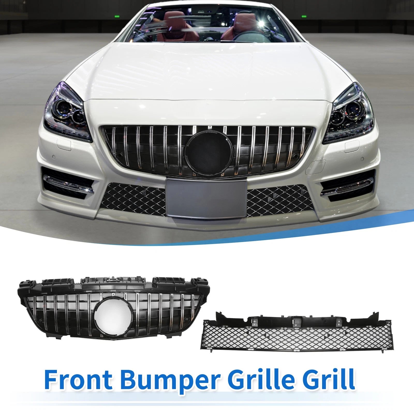Front Upper Bumper Grille for Mercedes-Benz SLK200 (2000–2004) Chrome