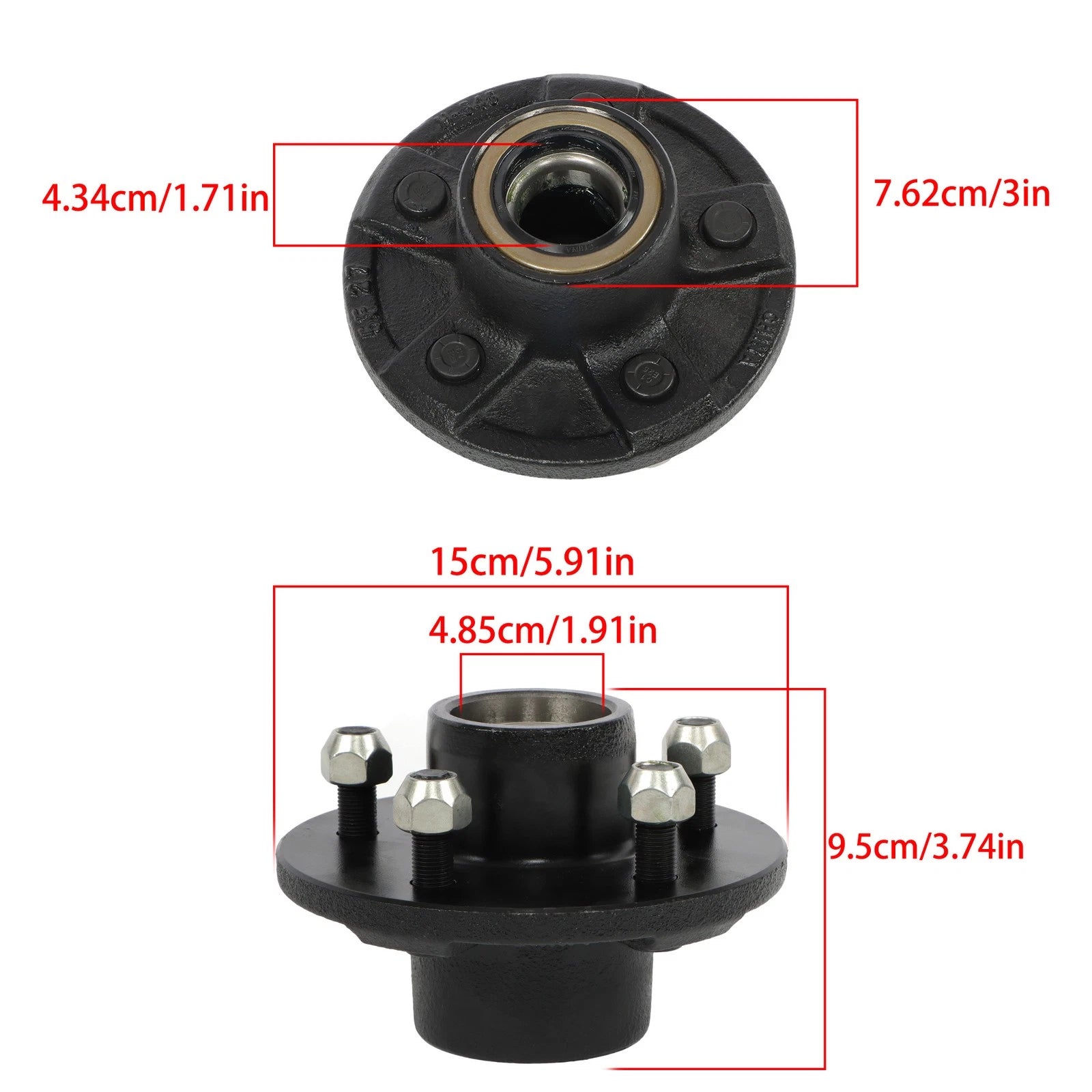 2X Pre-Assembled 5-4.5" Trailer Hub Kit for 3500 lb Trailer Axle (Year Range)