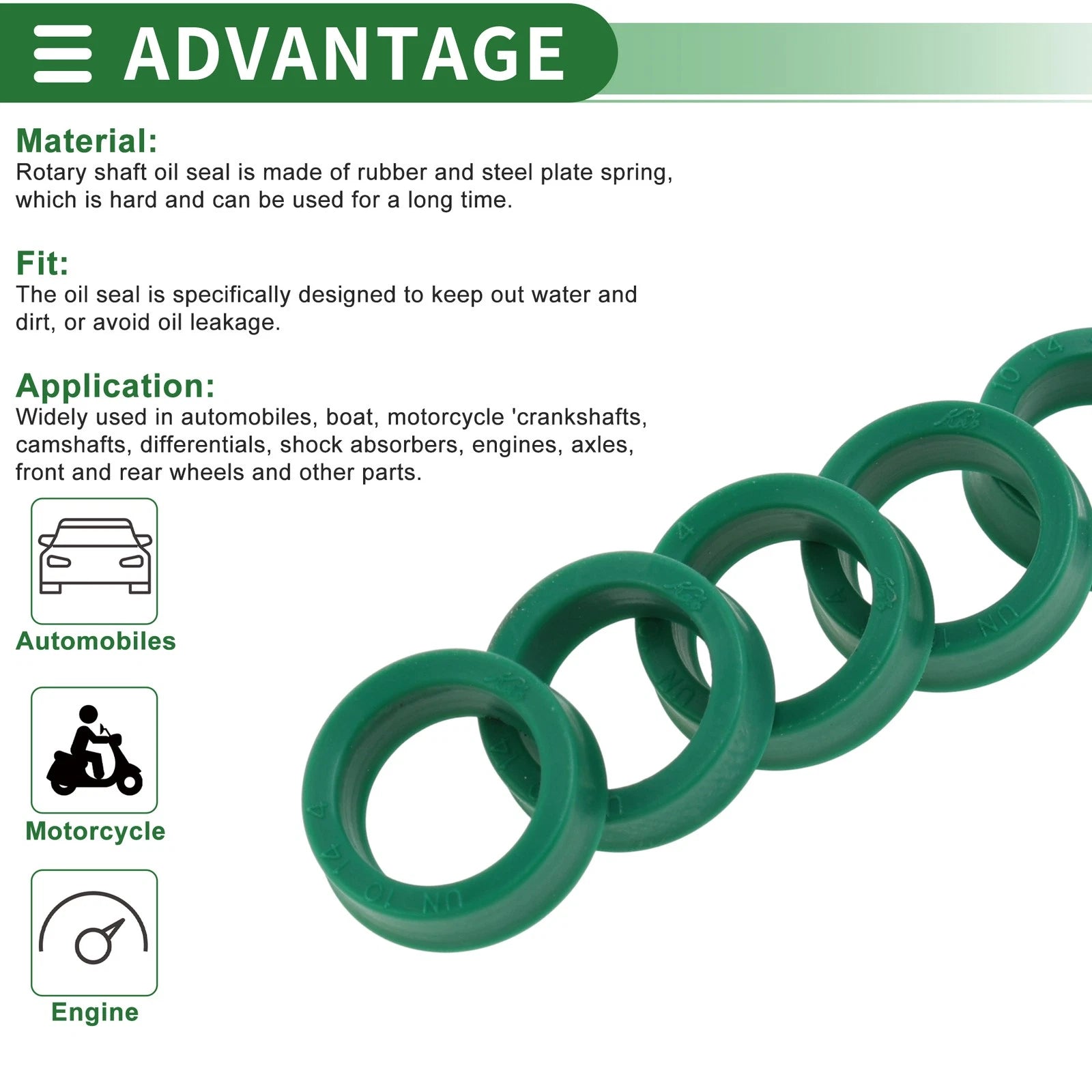 Set of 5 Oil Seal Ring 10x14x4mm for Rotary Shaft (High Pressure)