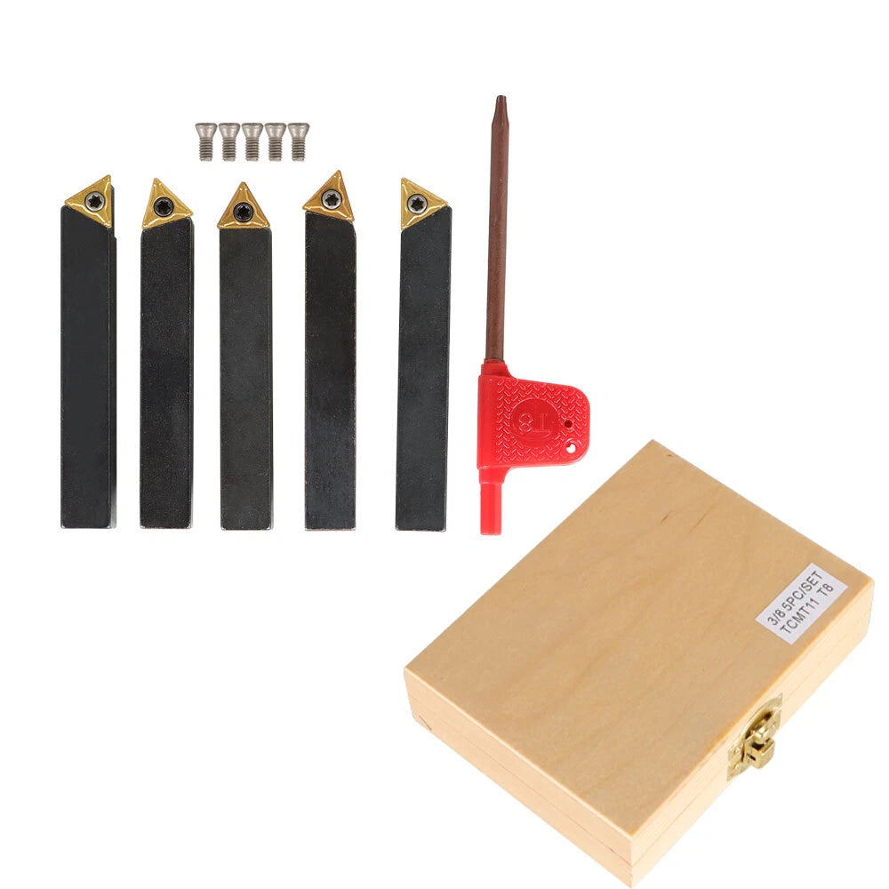 Set of 5 Indexable Carbide Insert Turning Tool Holders for Lathe