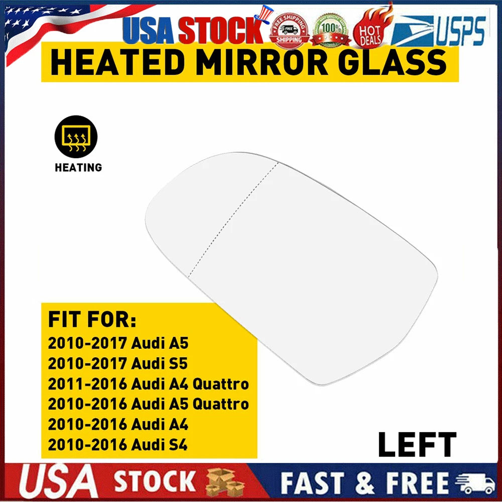 Driver Side Mirror Glass for Audi A3 A4 A5 (2010–2016)