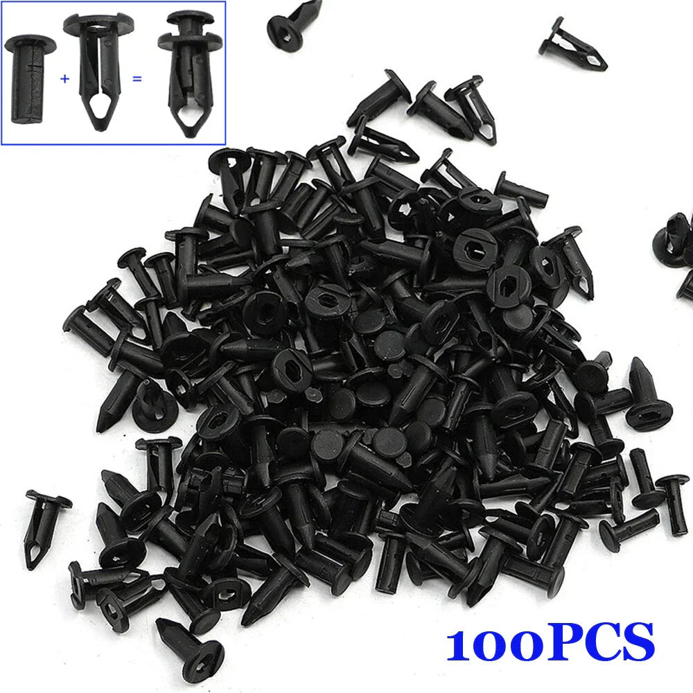 100pcs Car Plastic Rivets Fastener Fenders Bumper Push Pin Clips for ATV UTV