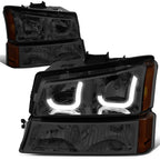 Smoked Amber J-Halo LED DRL Headlights for Chevy Silverado (2003–2007)