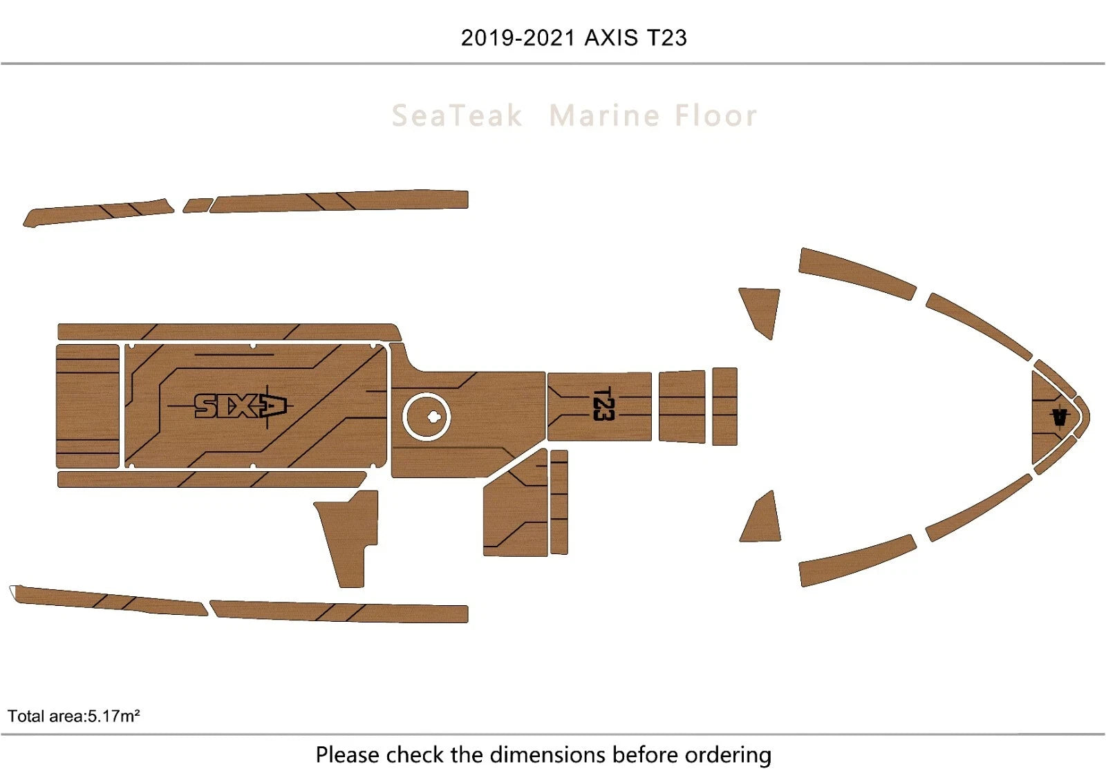EVA Foam Faux Teak Deck Flooring for AXIS T23 (2019–2022)
