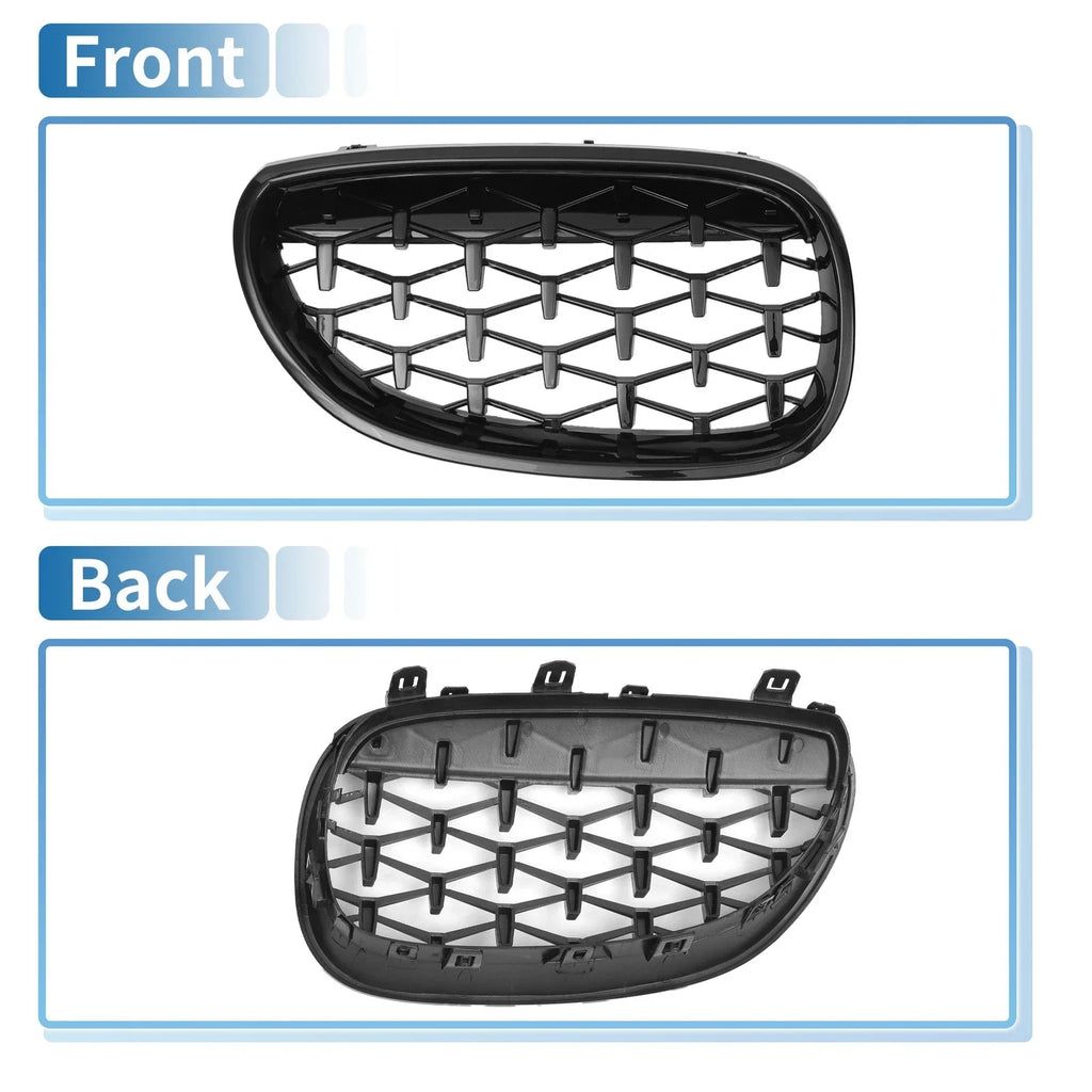 Pair Front Hood Bumper Grille for BMW 5 Series E60 (2004-2009) Black