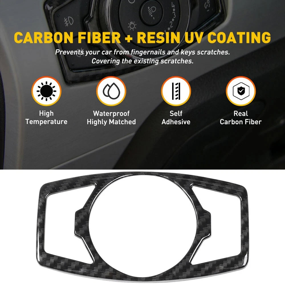 Carbon Fiber Headlight Switch Cover Trim for Ford Mustang (2015–2020)