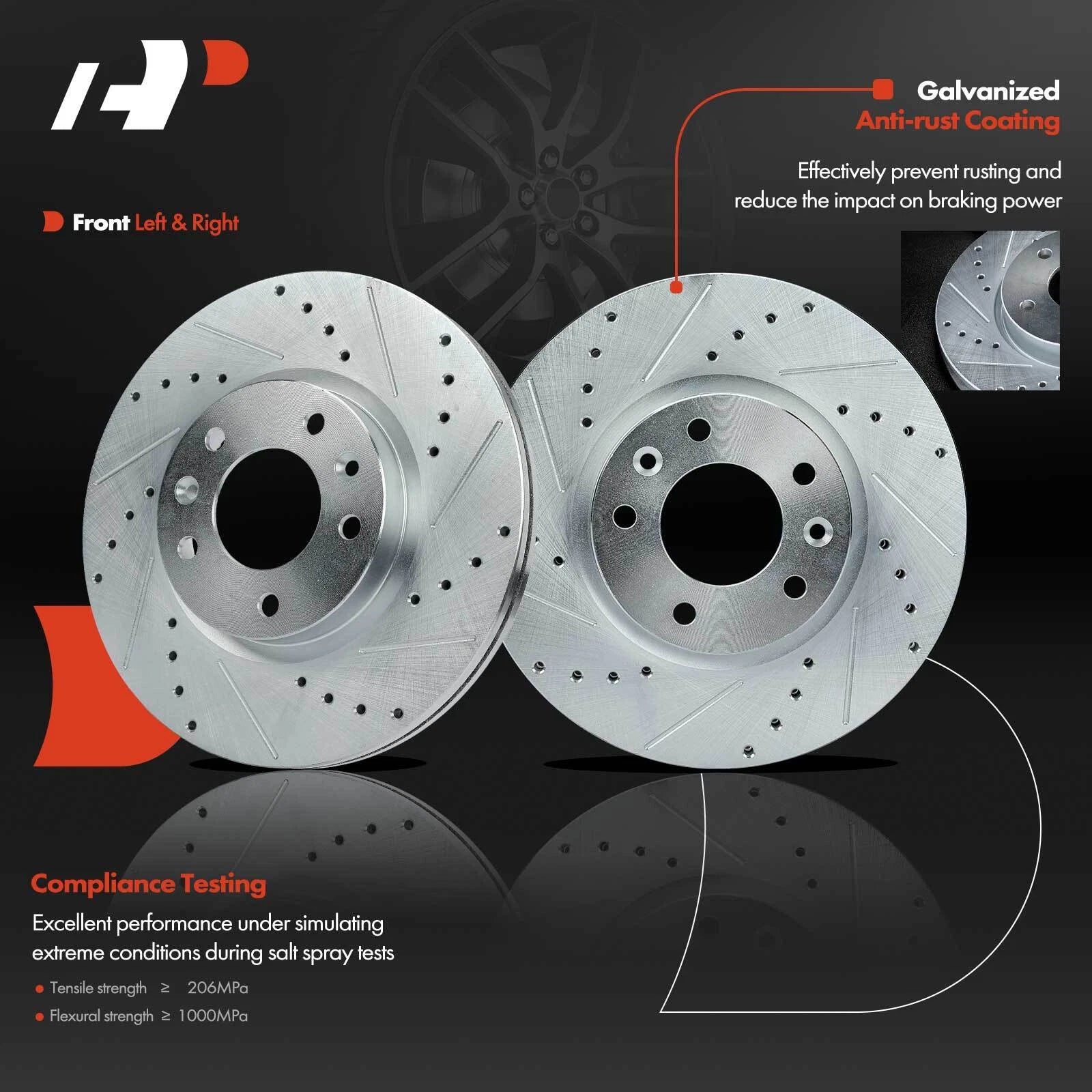 Front Side Drilled Brake Rotors for Ford Fusion Mazda 6 (2006–2020)