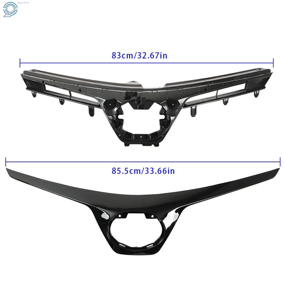 Front Upper Grille for Toyota Corolla SE XSE (2017-2019) Black Plastic