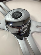 18" Dark Wood Steering Wheel Chrome Dual Spoke for Kenworth Peterbilt Freightliner (2010–2026)