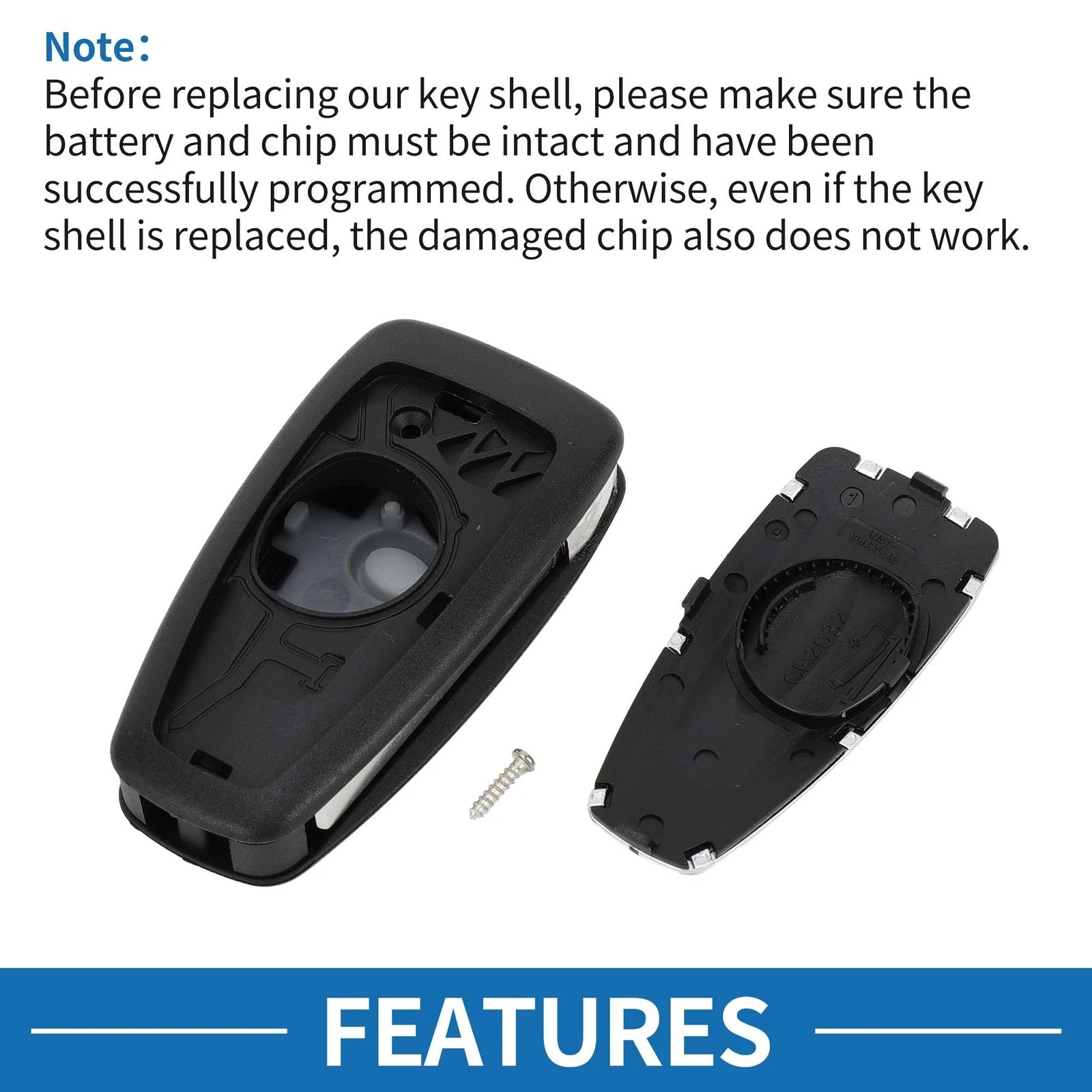 3 Buttons Keyless Entry Remote Key Shell Case for Ford Fiesta Kuga Focus Transit