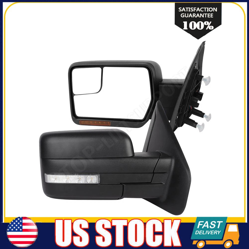 Power Heated Tow Mirrors with Puddle Light for Ford F150 (2004–2014)