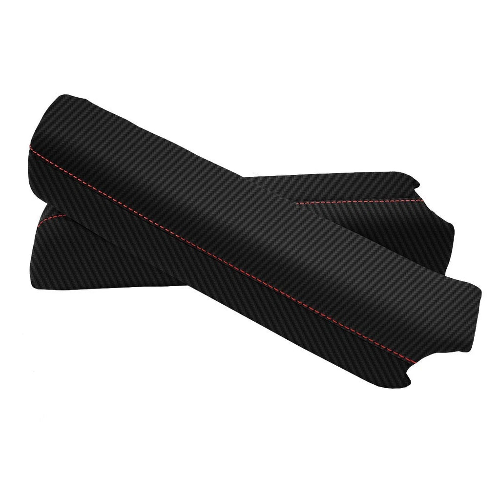 Door Panel Armrest for Ford F150 Lariat (2015–2020) PVC Carbon Red Stitch