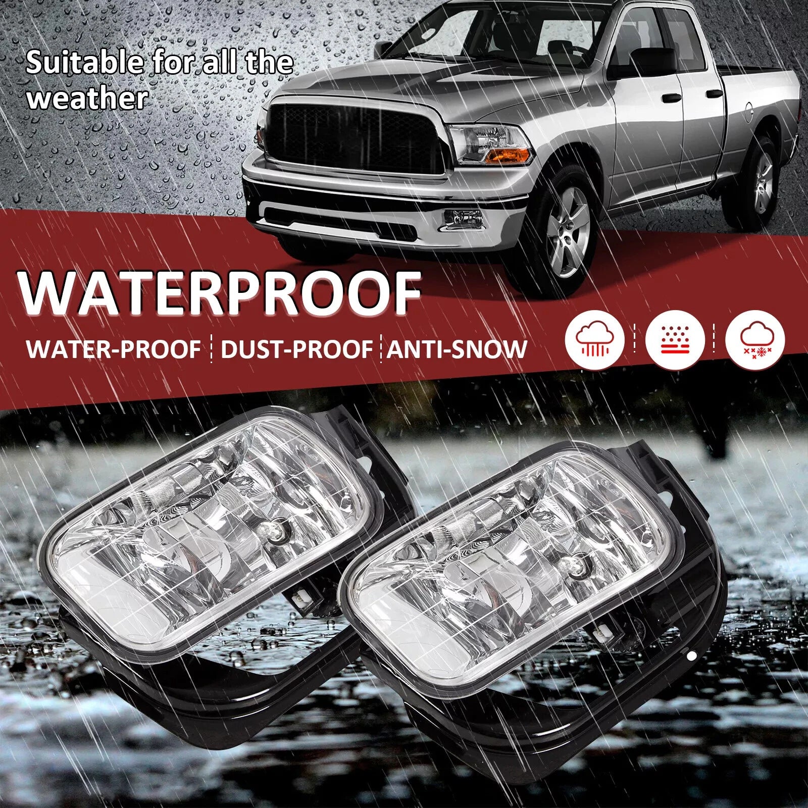 Front Fog Lights with Brackets for Ram 1500 (2009–2012) / Ram 2500 3500 (2010–2018)
