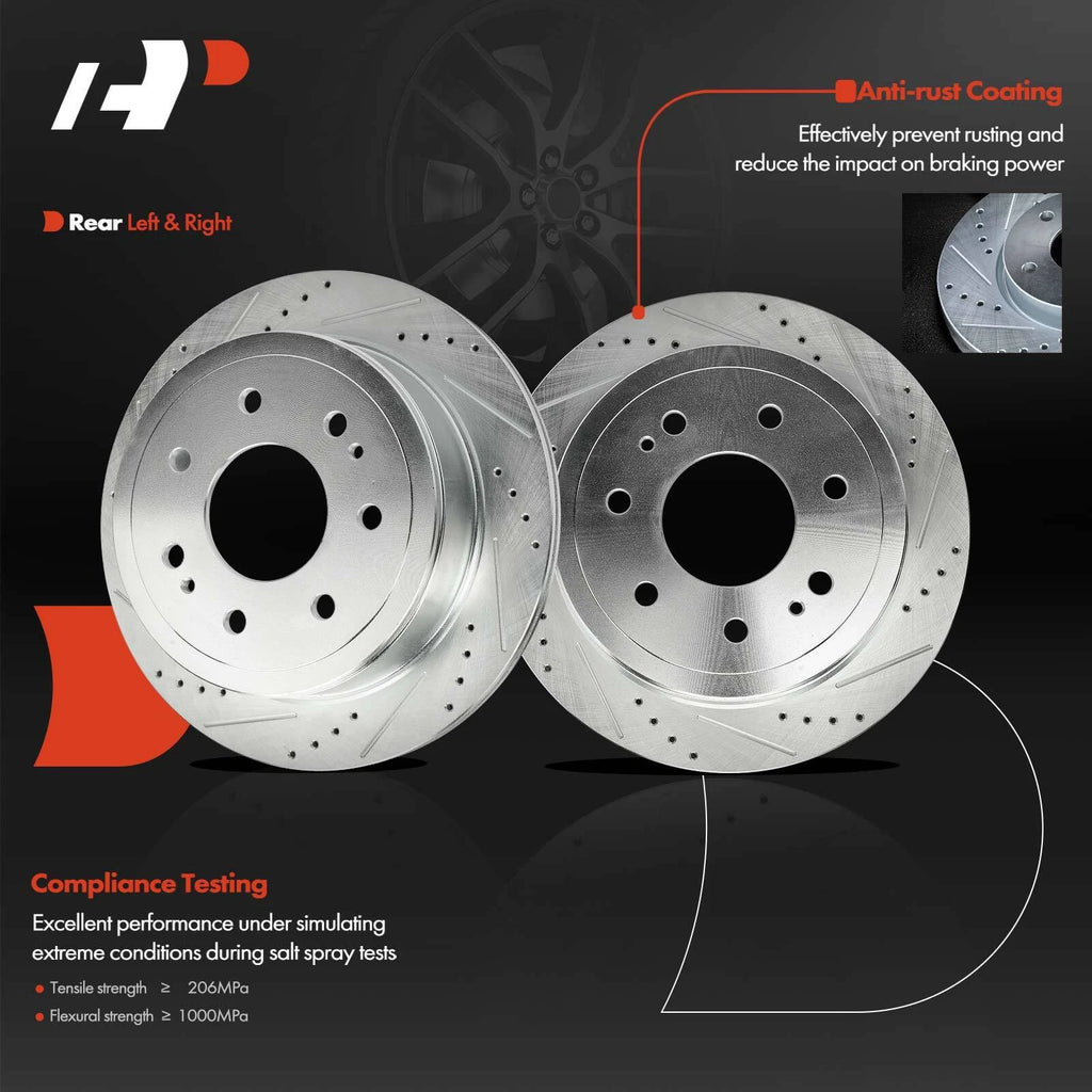 Rear Drilled Brake Rotors & Pads for Ford F-150 Lincoln Mark LT (2004–2008)