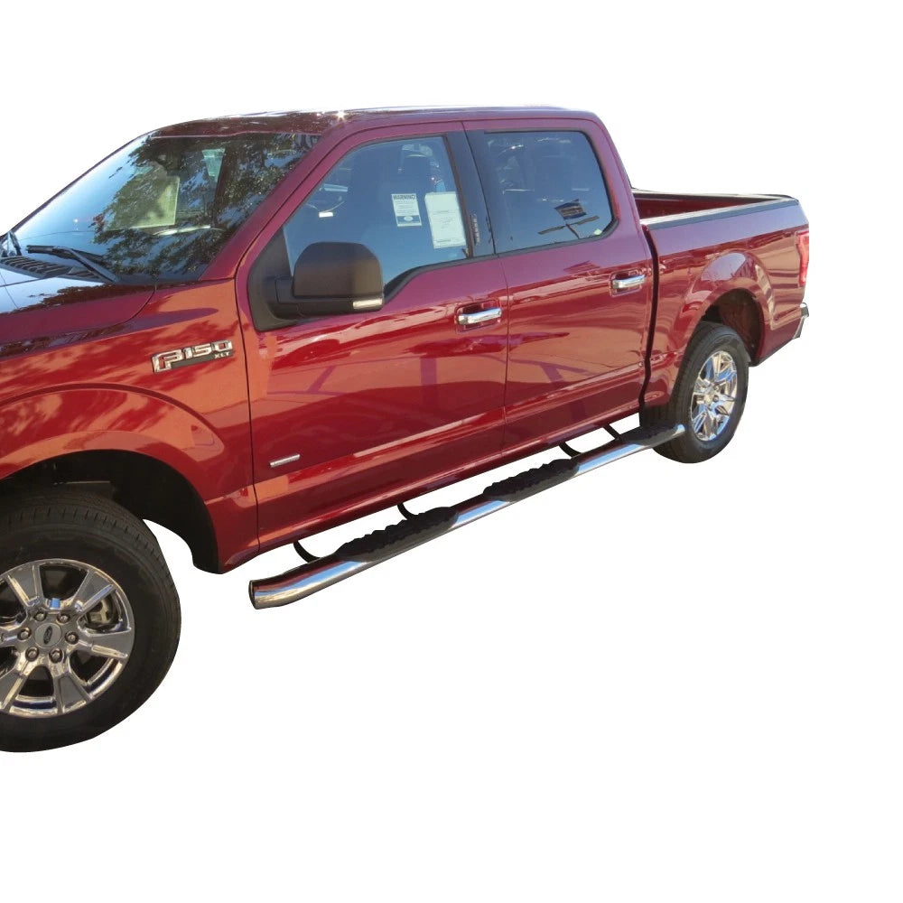 Step Nerf Bar Polished 5in Oval Straight with Pads for 2009-2019 Dodge Ram 1500 Ext