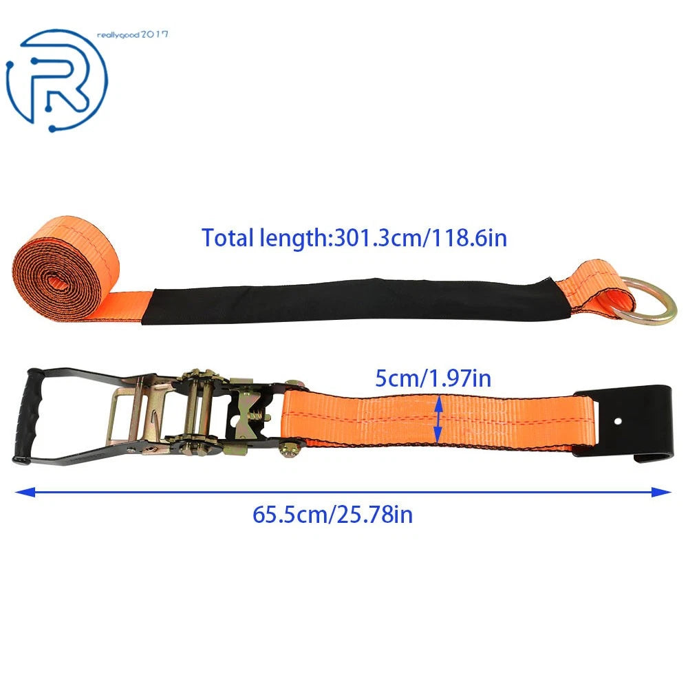 4-Piece Car Tie Down with Flat Hooks for Universal Use (2"x96")