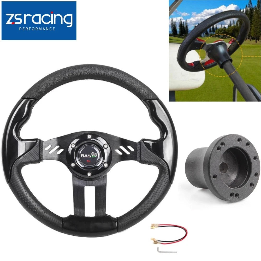 13" Black Steering Wheel + Hub Adapter for Club Car Precedent (2004–2023)