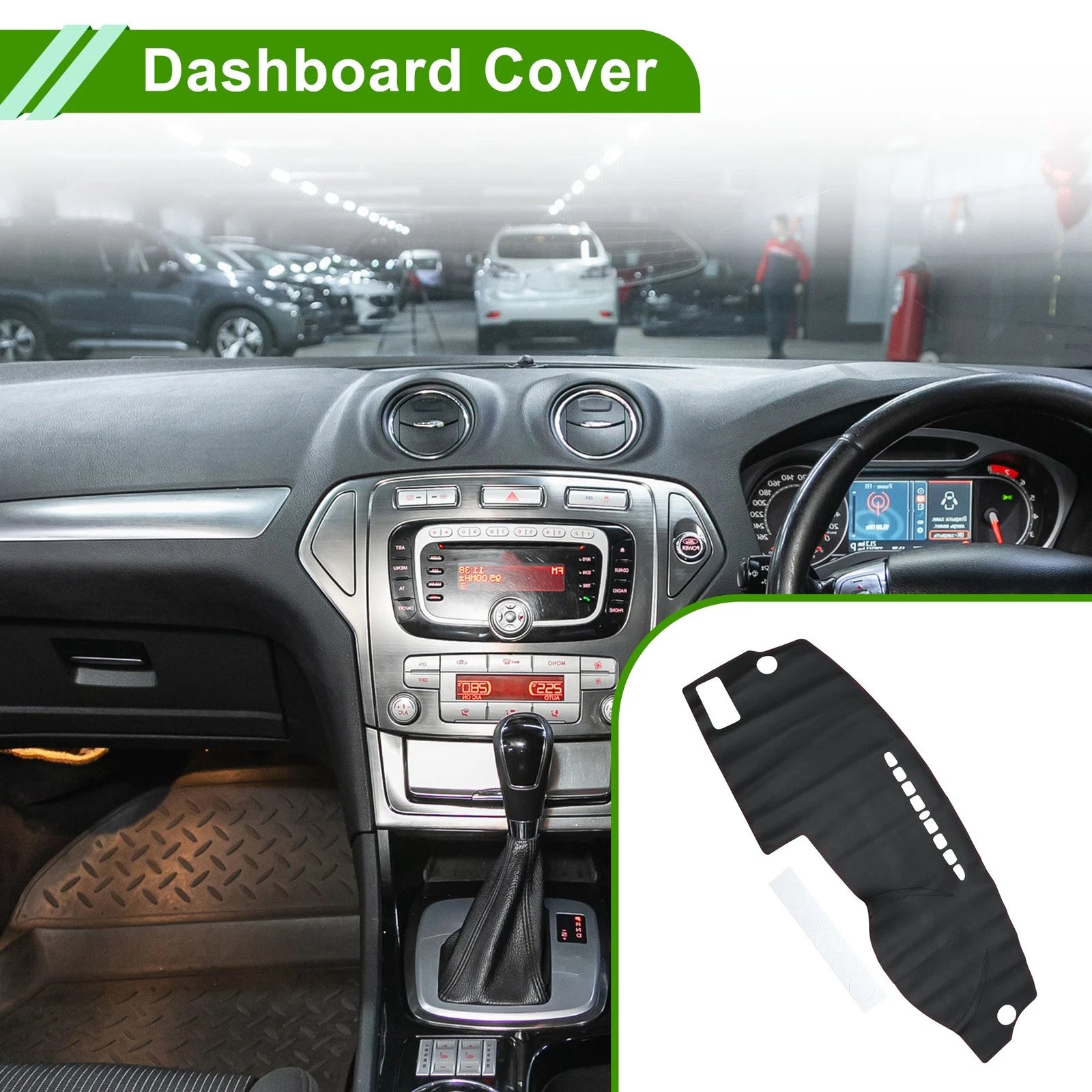 Dashboard Cover for Ford Mondeo (2004–2012) Dash Mat Carpet Black Red