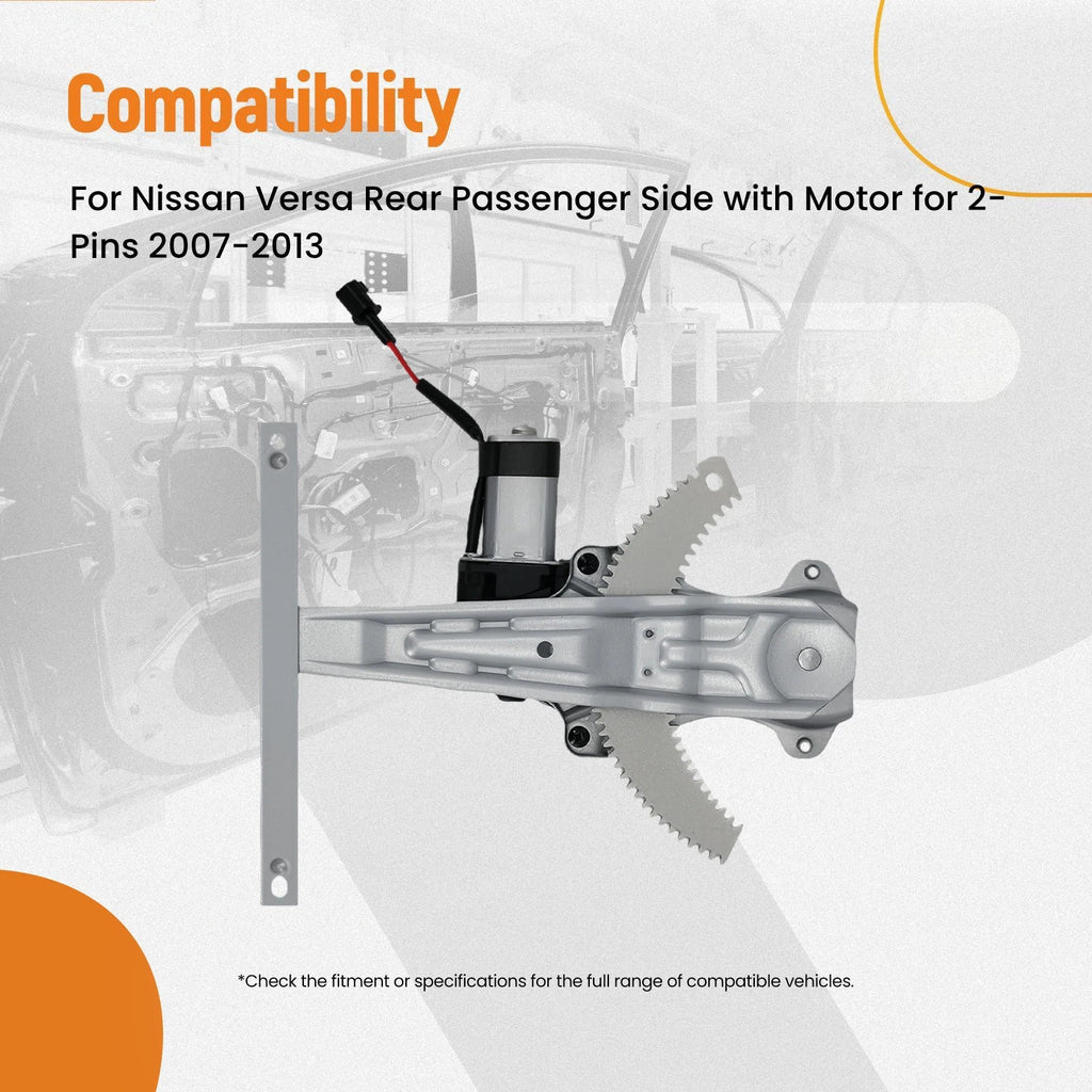 Rear Right Passenger Side Power Window Regulator for Nissan Versa (2007–2013) 751-215