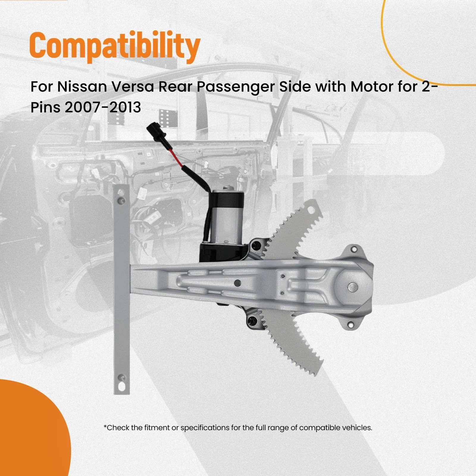 Rear Right Passenger Side Power Window Regulator for Nissan Versa (2007–2013) 751-215