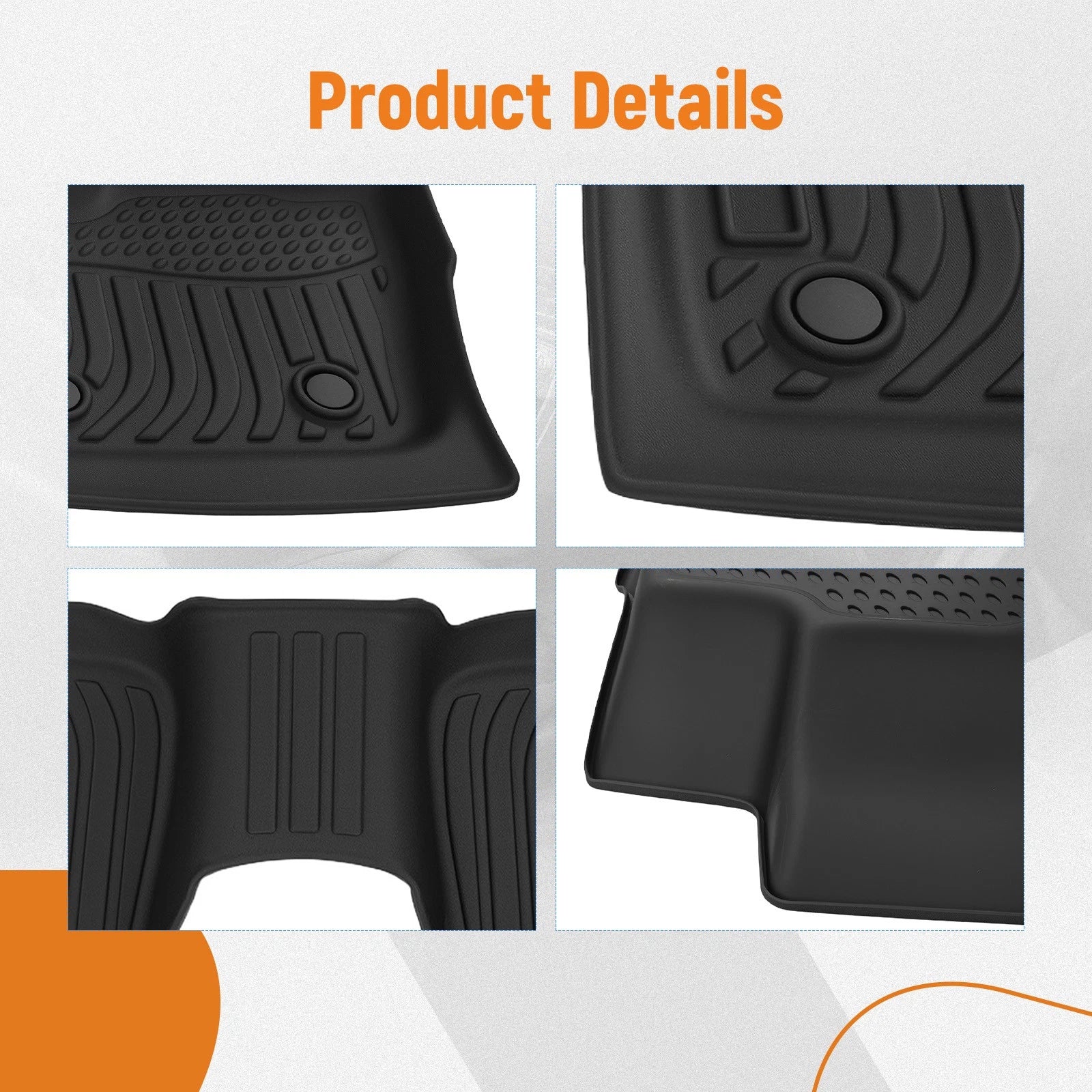 Set of 4 All Weather Black Floor Mats for Ford Fusion Lincoln MKZ (2017–2020)