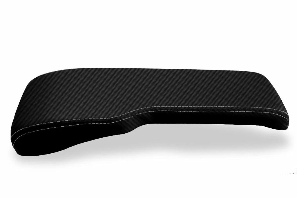 Console Lid Bench Seat Cover for Toyota Tacoma (2001–2004) Carbon Fiber Gray Stitch