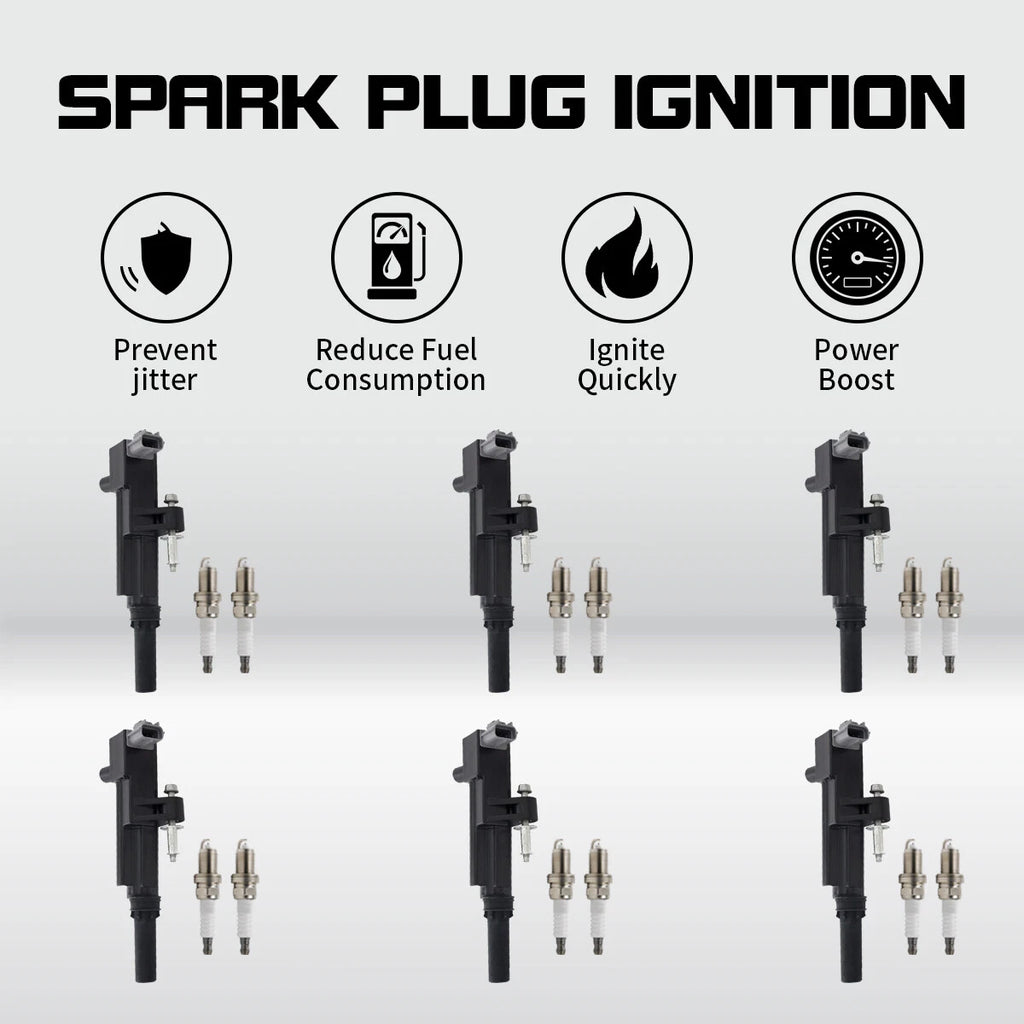 6 Ignition Coils + Plugs for Jeep Liberty (2009–2012) & Dodge Ram 1500 (2009–2010) 3.7L UF640