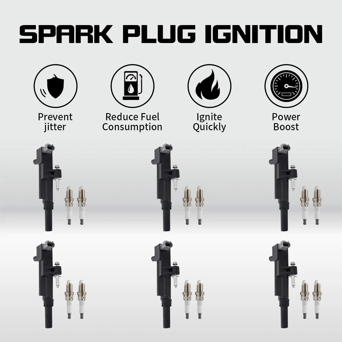 6 Ignition Coils + Plugs for Jeep Liberty (2009–2012) & Dodge Ram 1500 (2009–2010) 3.7L UF640