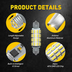 Set of 4 AUXITO 39-42MM 211-2 212-2 578 LED Interior Map Light Bulbs (6000K)