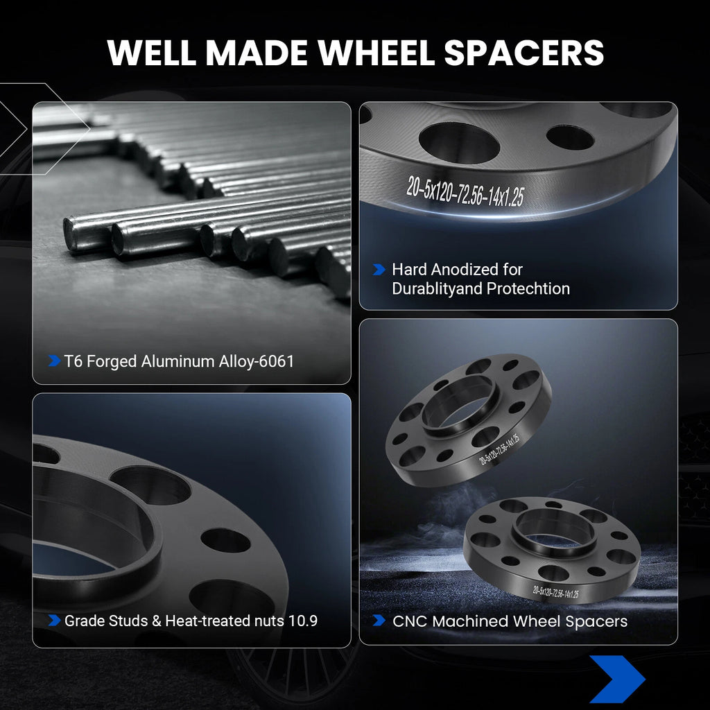 15mm & 20mm Hubcentric Wheel Spacers 5x120 14x1.25 72.56 CB for BMW 535i 650i (2008–2016)