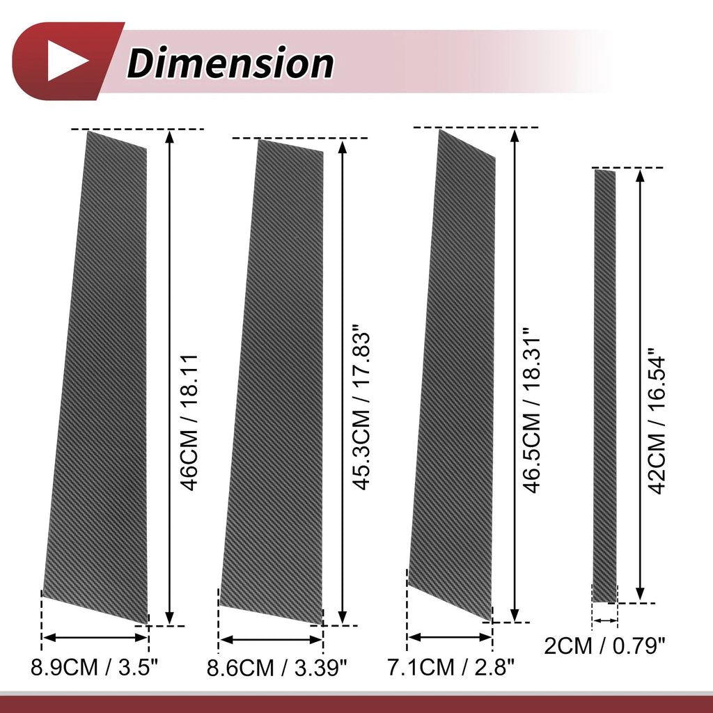 8 Pcs Door Pillar Window Trim for Ford Edge (2007–2014) Carbon Fiber Black