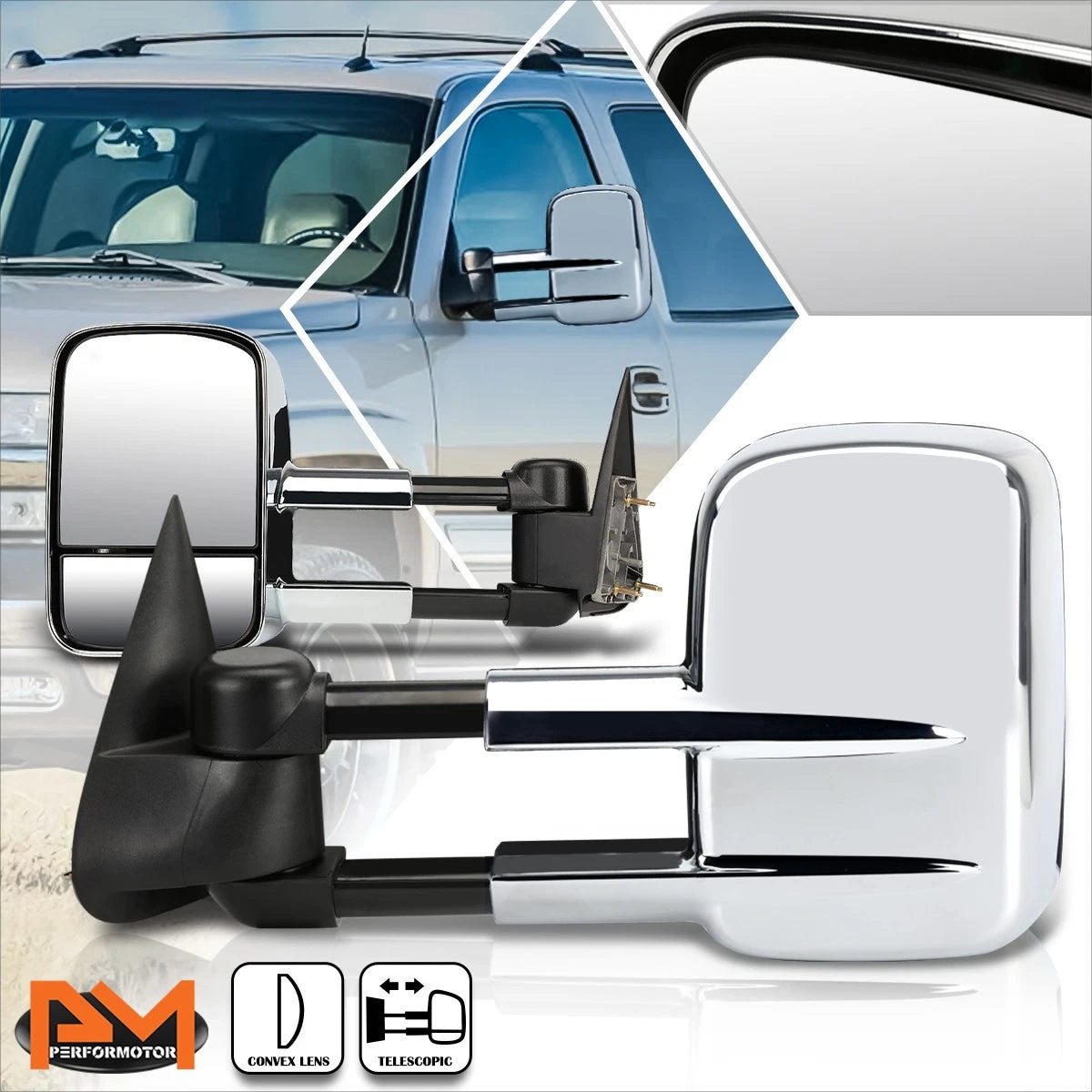 Power Heated Towing Mirrors for Silverado/Sierra (1999–2002) with LED Lamp