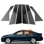 Set of 6 Door Trim Pillar Posts for VW Jetta (2019–2021) - Black Piano Finish