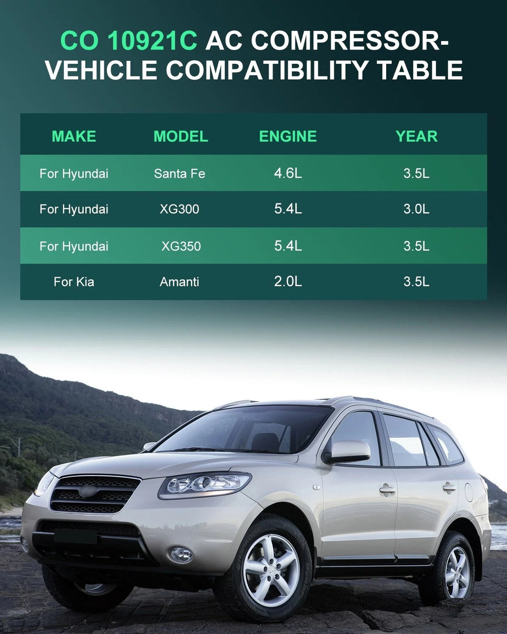 A/C Compressor for Hyundai XG350 (2002–2005) & Kia Amanti 3.5L (2005–2006)
