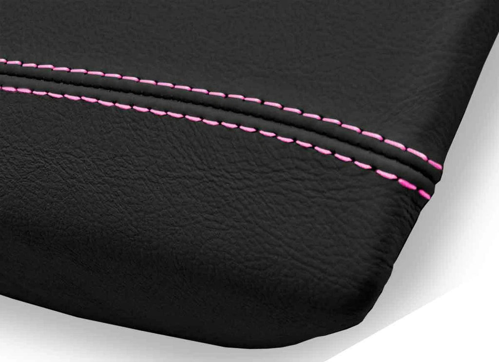 Leather Console Lid Armrest Cover for Volvo S80 (1999–2006) Black Pink Stitch