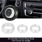 3 x AC Climate Control Ring Knob Trim Covers for Dodge Charger (2015-2023)