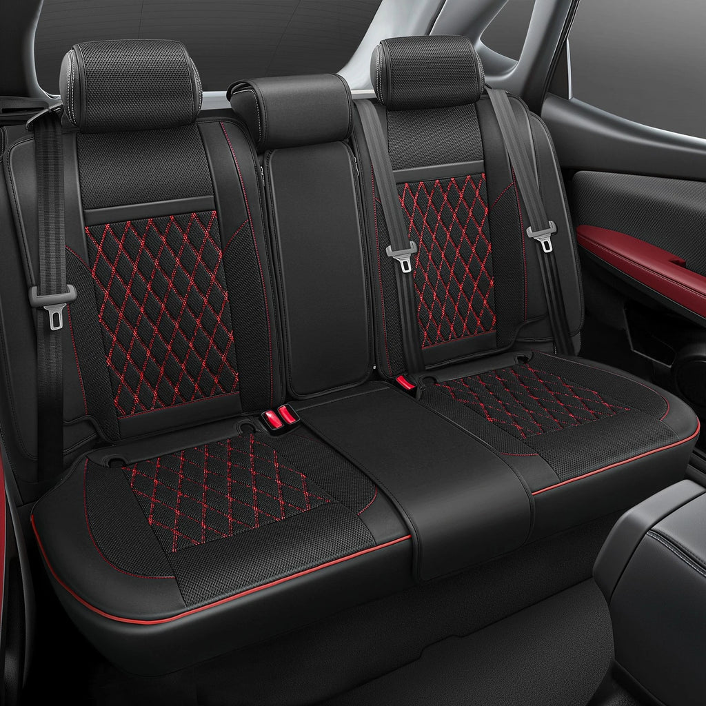 Set of 4 Diamond Stitch Mesh Seat Covers for Universal Fit (Black/Red/Gray)
