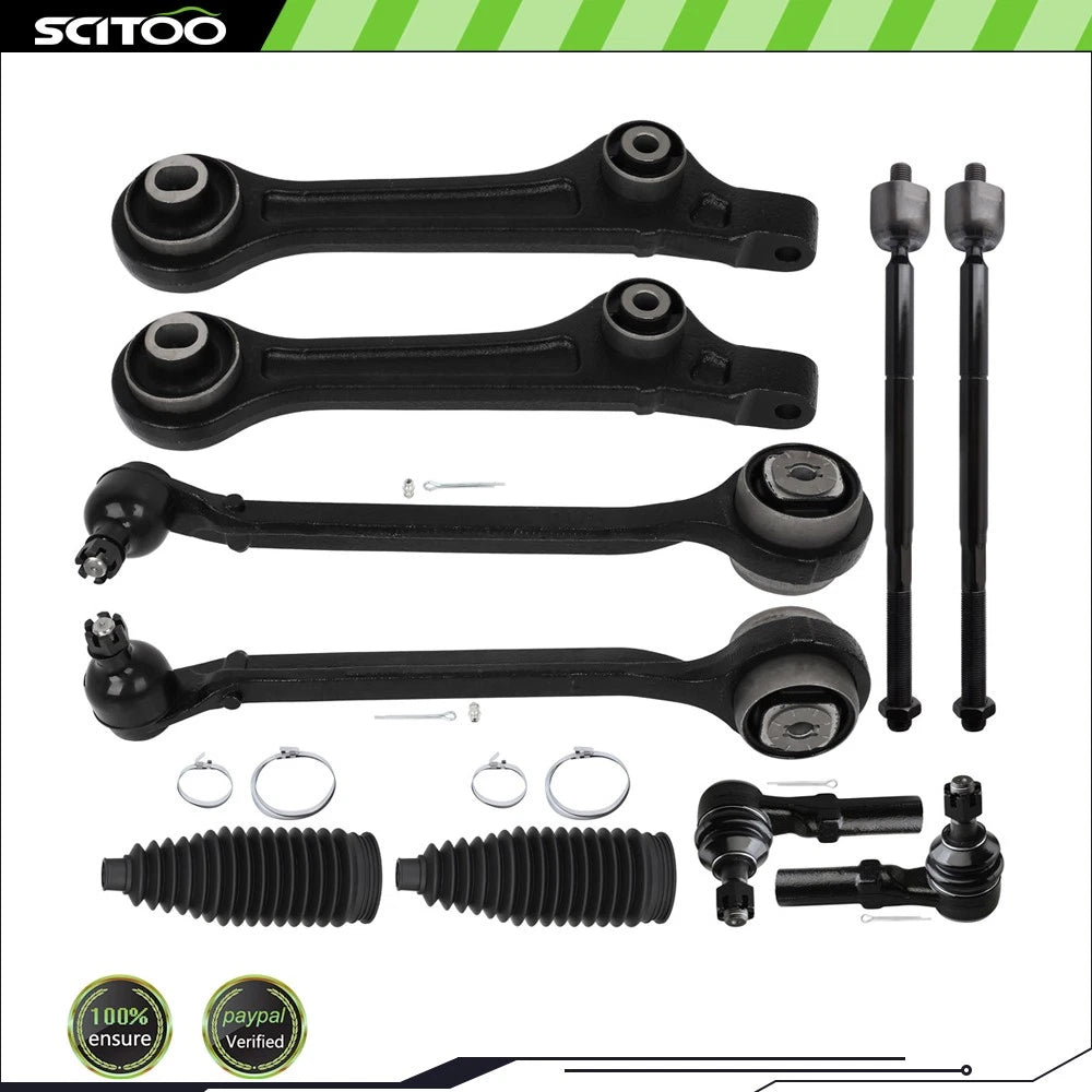 10Pcs Front Lower Control Arm with Ball Joints & Tie Rod End for Chrysler 300